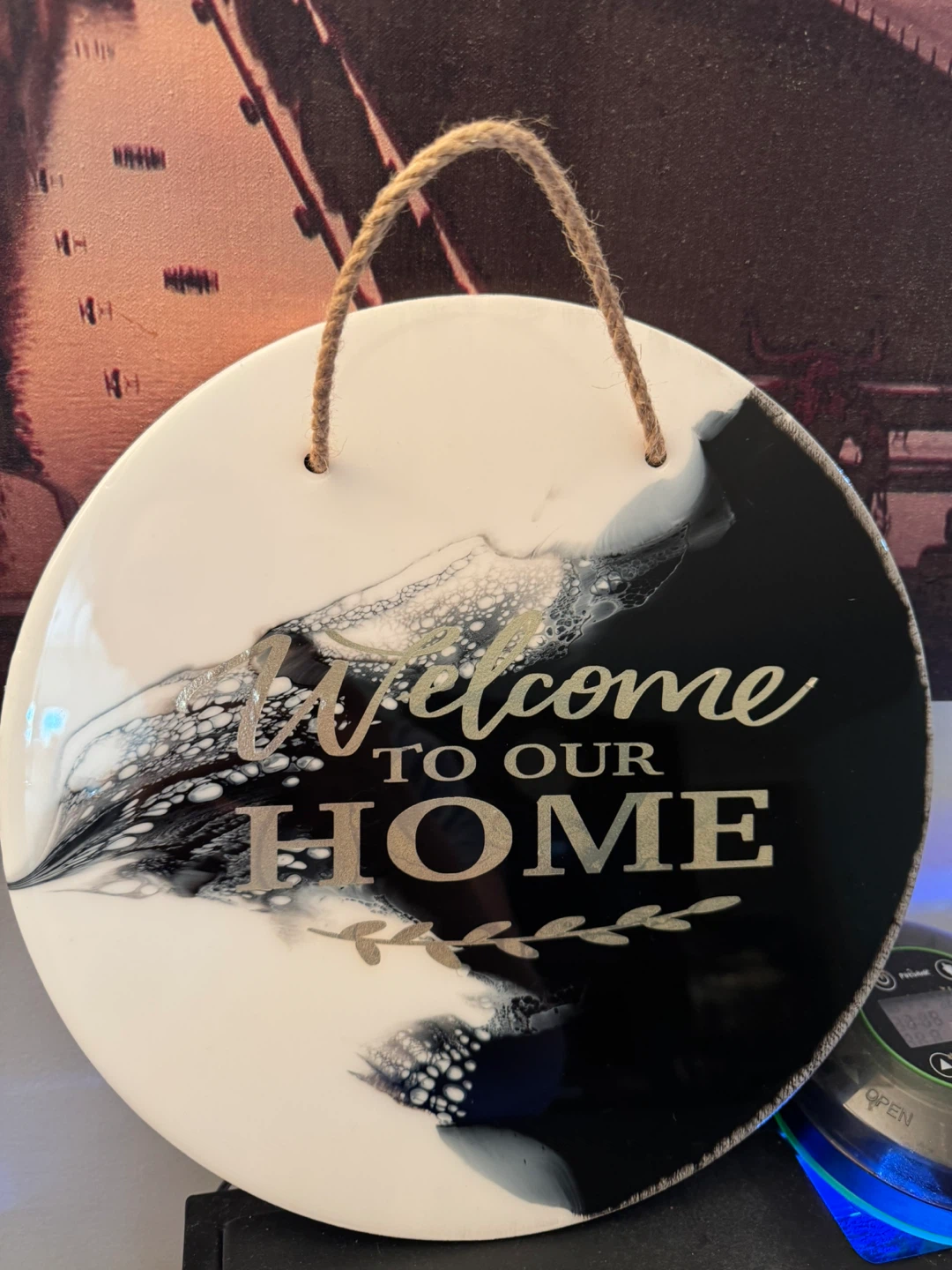 Welcome to Our Home Round Hanging Sign