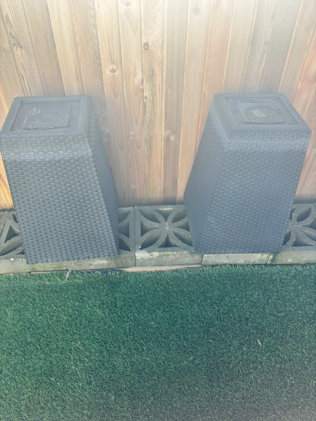Set of 2 Black Woven Planters