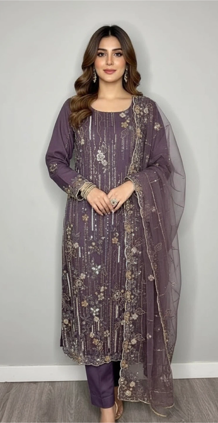 Turkish Cut Dana Embroidered Embellished Pakistani Dress