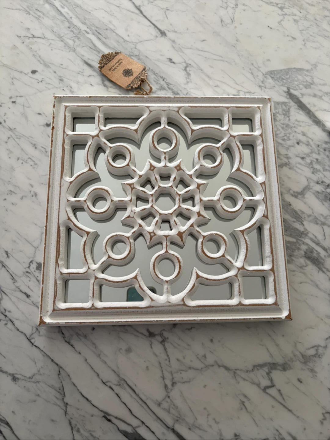 Decorative Wall Mirror with Ornate White Frame