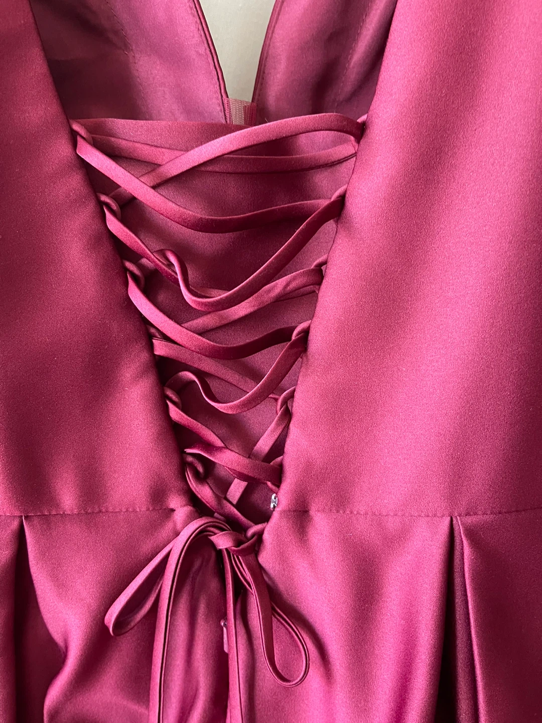 Maroon satin silk Dress with Rhinestone Pockets - photo 4
