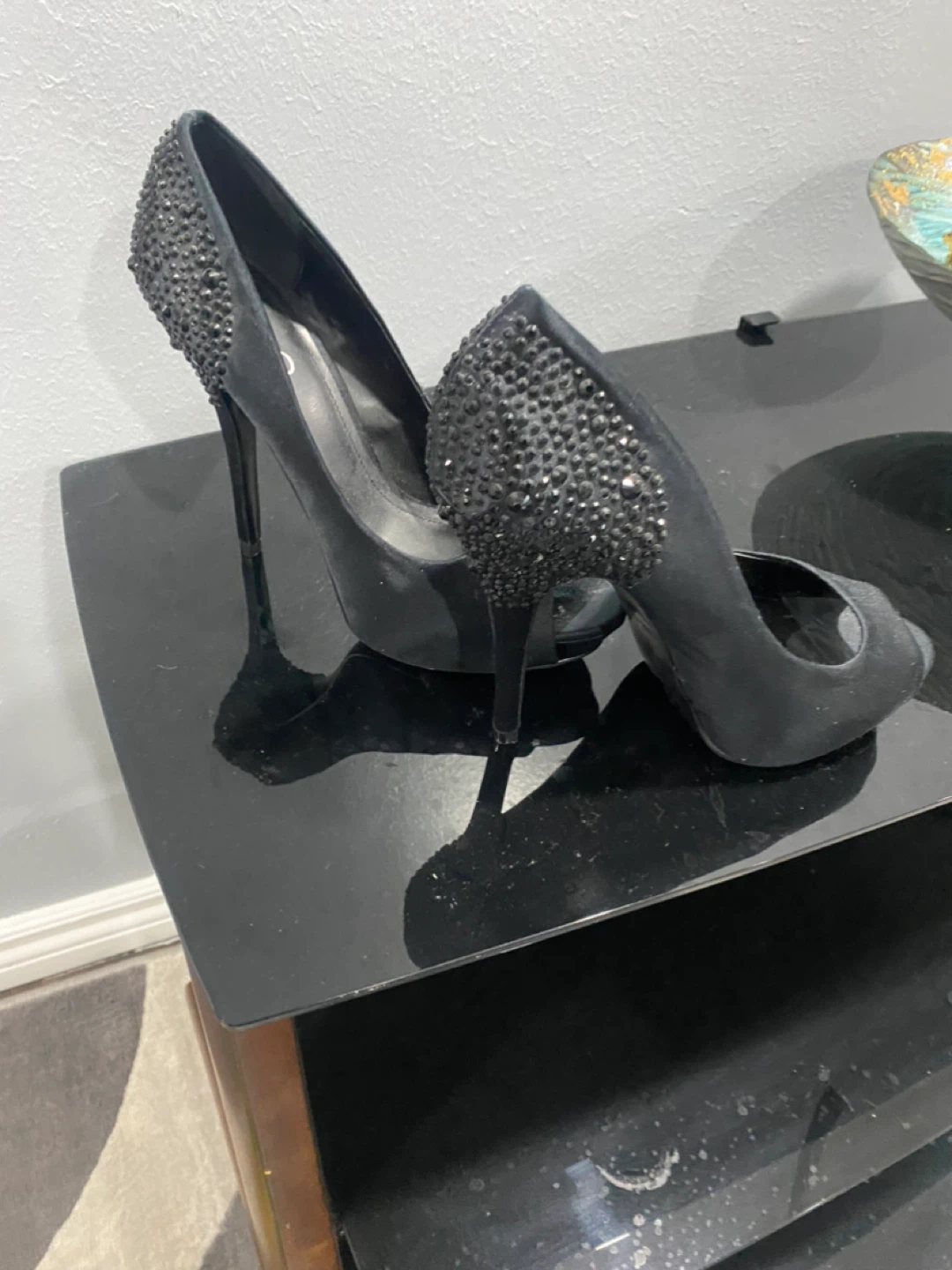 ALDO Black Embellished Peep-Toe Heels - photo 2