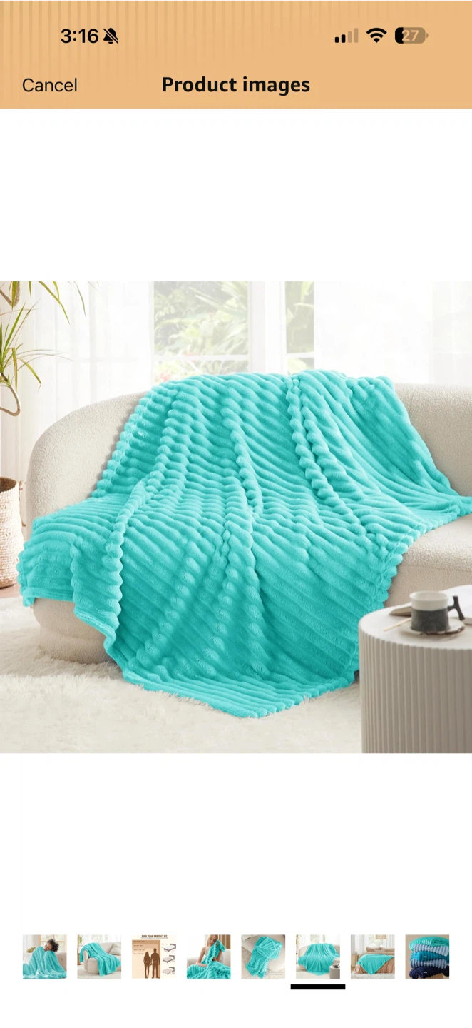Bedsure Throw Blanket Queen 90”x90” – Blue Fog – Open Box - photo 3