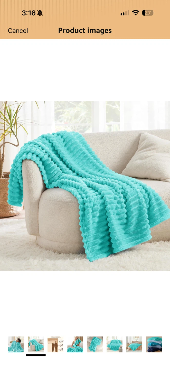 Bedsure Throw Blanket Queen 90”x90” – Blue Fog – Open Box