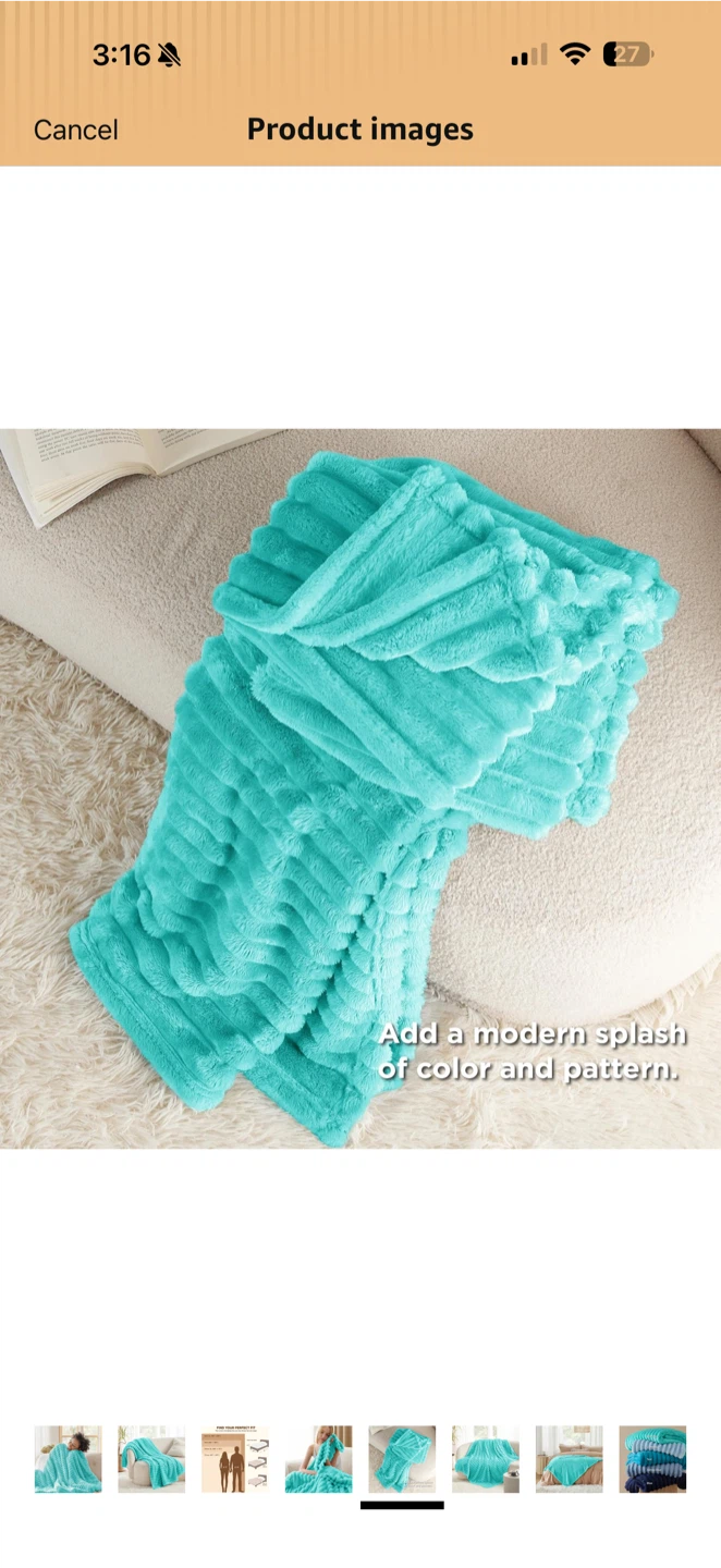 Bedsure Throw Blanket Queen 90”x90” – Blue Fog – Open Box - photo 2