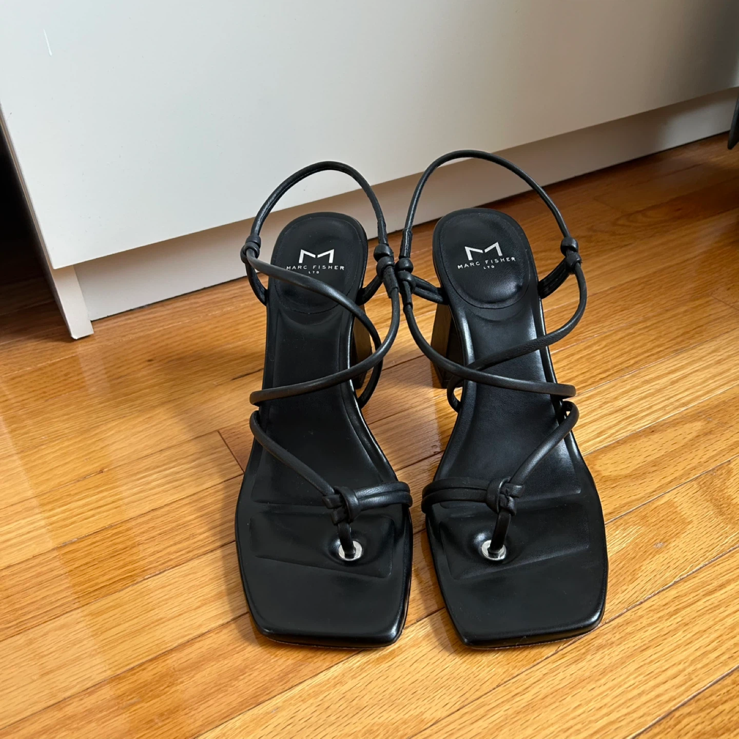Marc Fisher Black Strappy Block Heel Sandals - photo 3