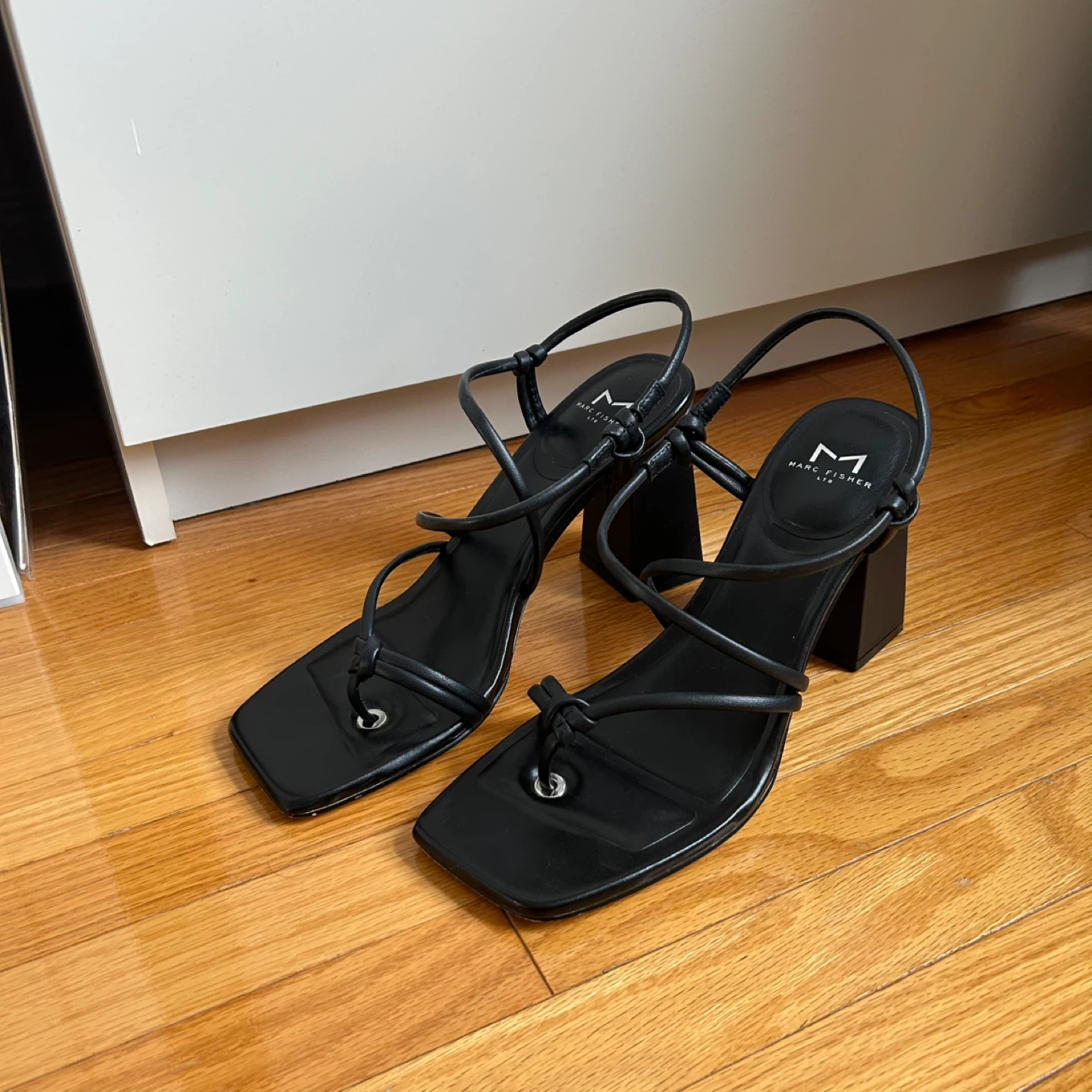 Marc Fisher Black Strappy Block Heel Sandals