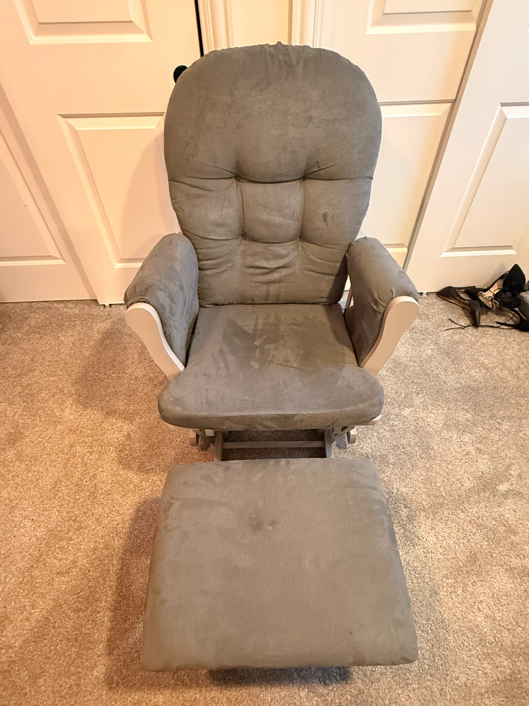Gray Glider Chair with Ottoman