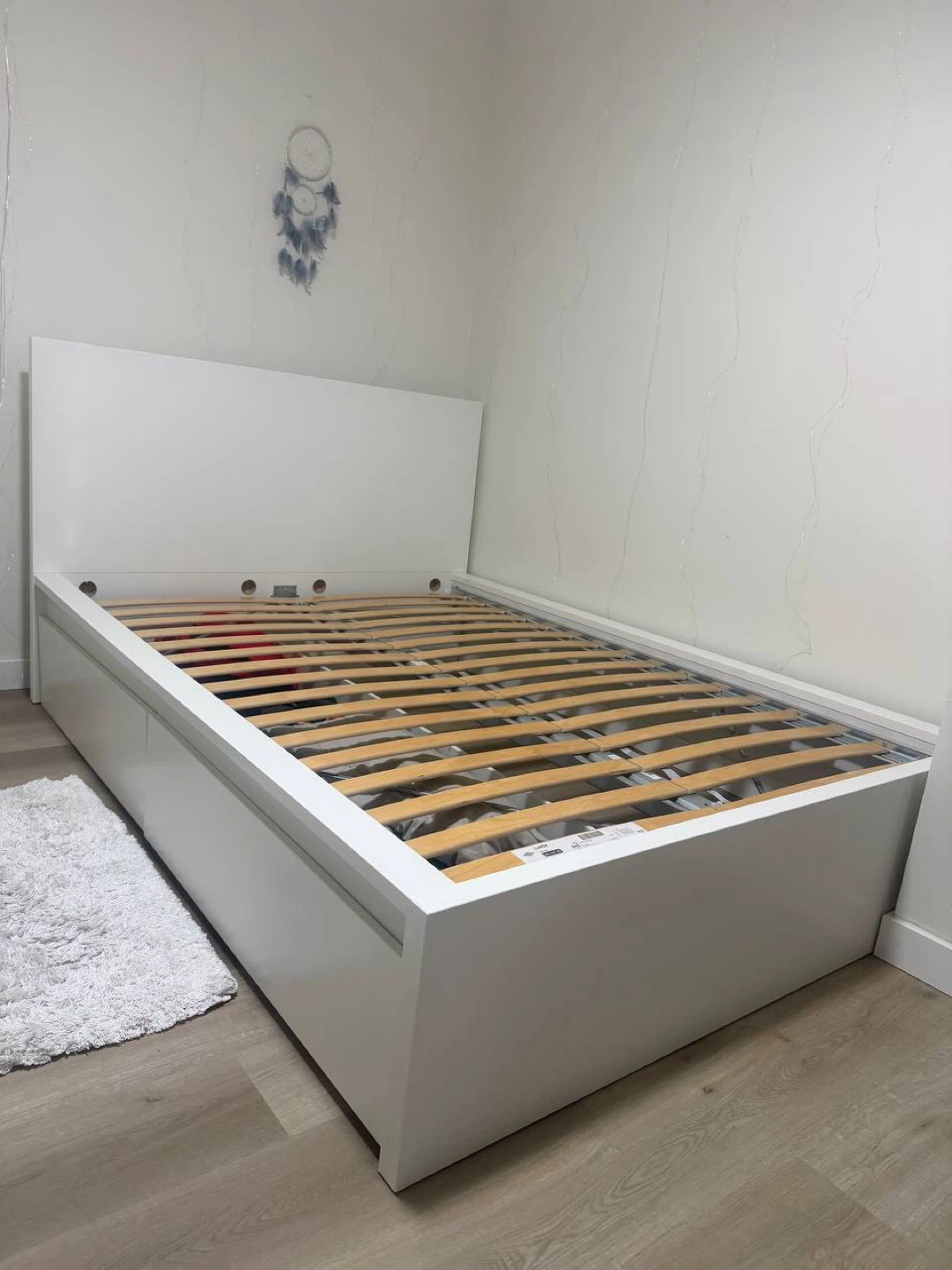 White bed with storage drawers and headboard - photo 2