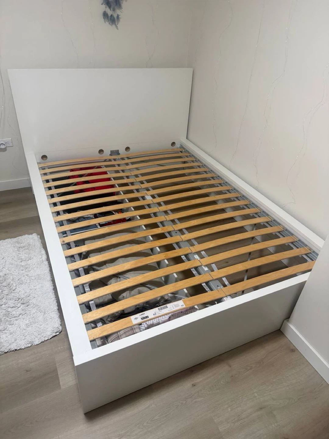 White bed with storage drawers and headboard - photo 3