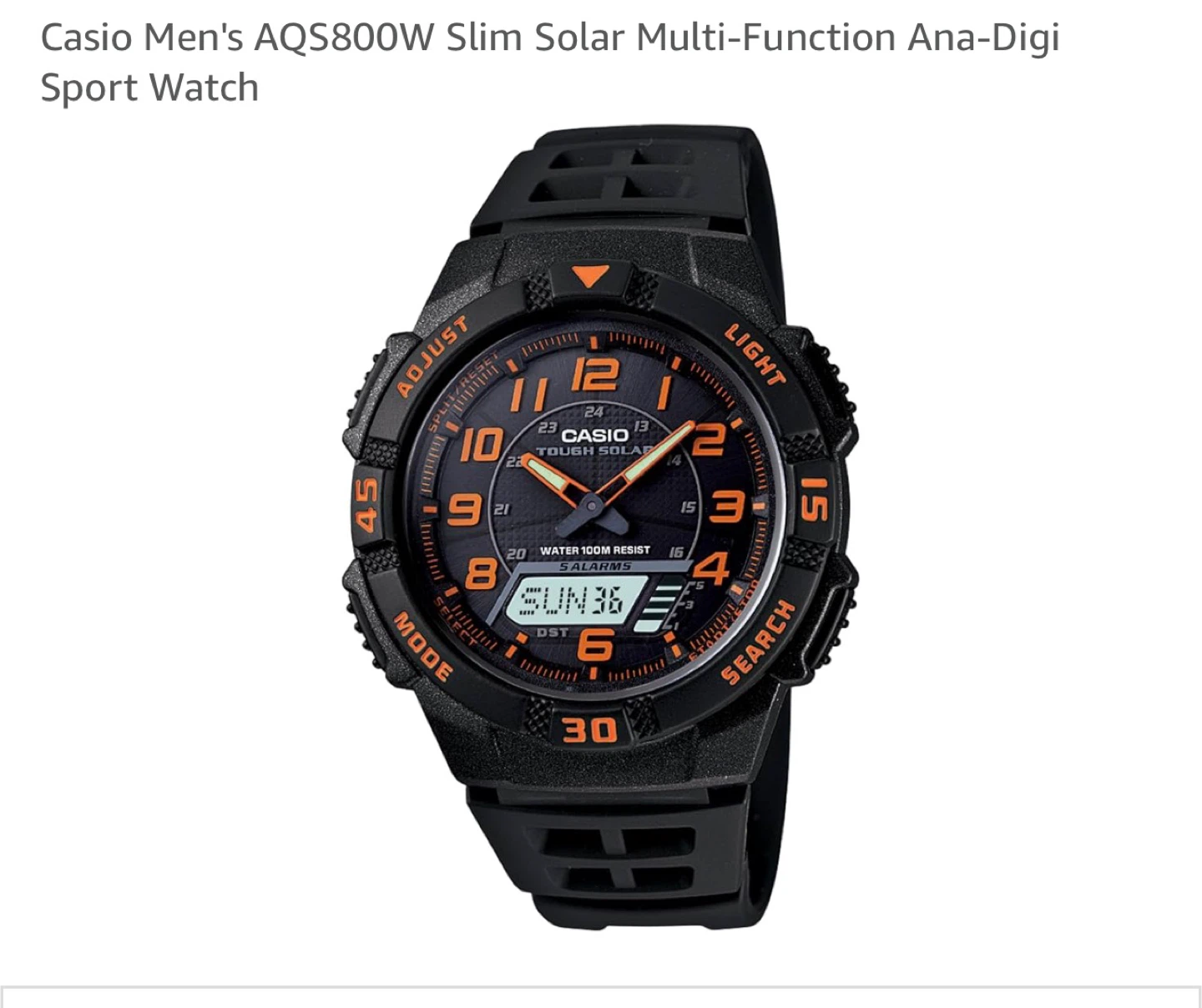 Casio Men's AQS800W Slim Solar Sport Watch