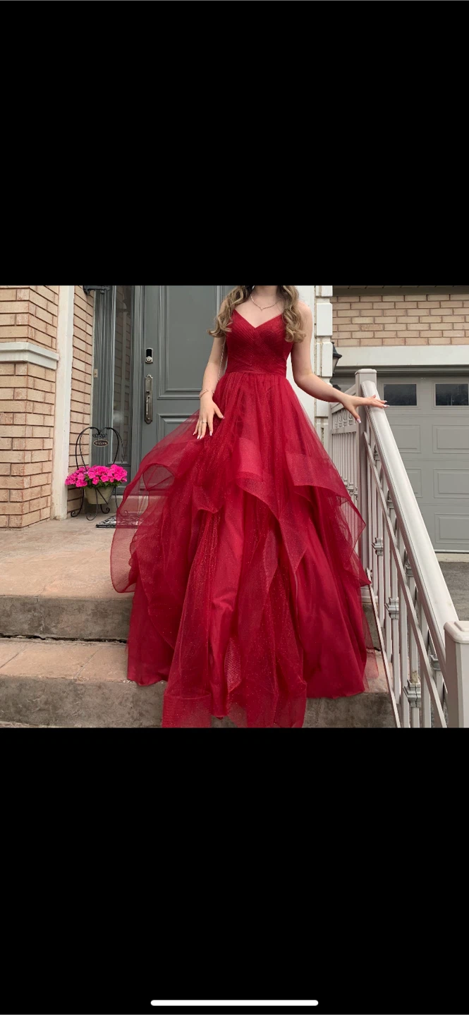 Red Tulle Formal Gown