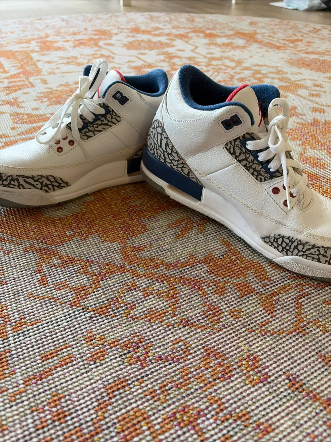 Nike Air Jordan 3 Retro White Blue Sneakers - photo 2