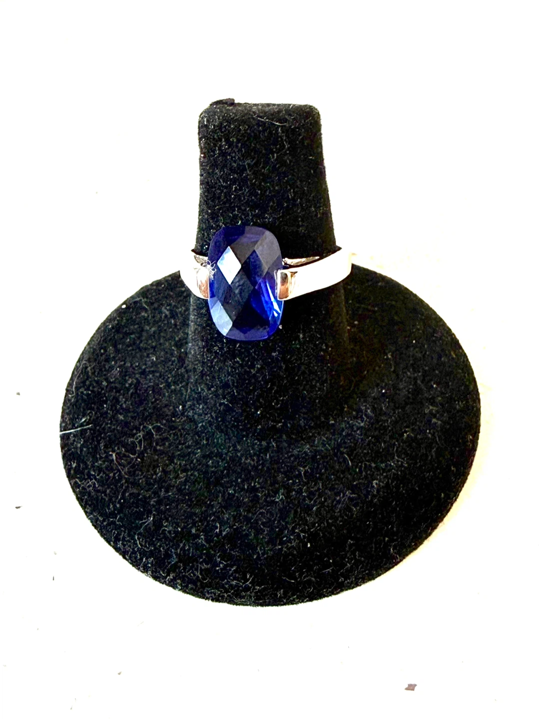 Blue Cushion Cut 925 Sterling Ring - photo 4