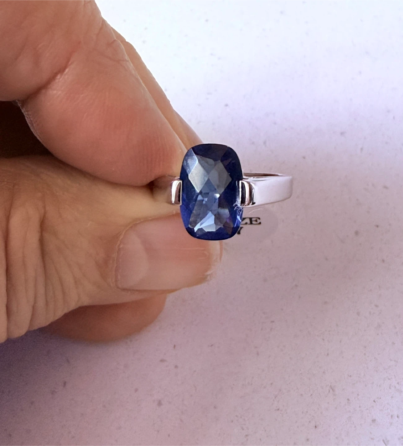 Blue Cushion Cut 925 Sterling Ring - photo 2