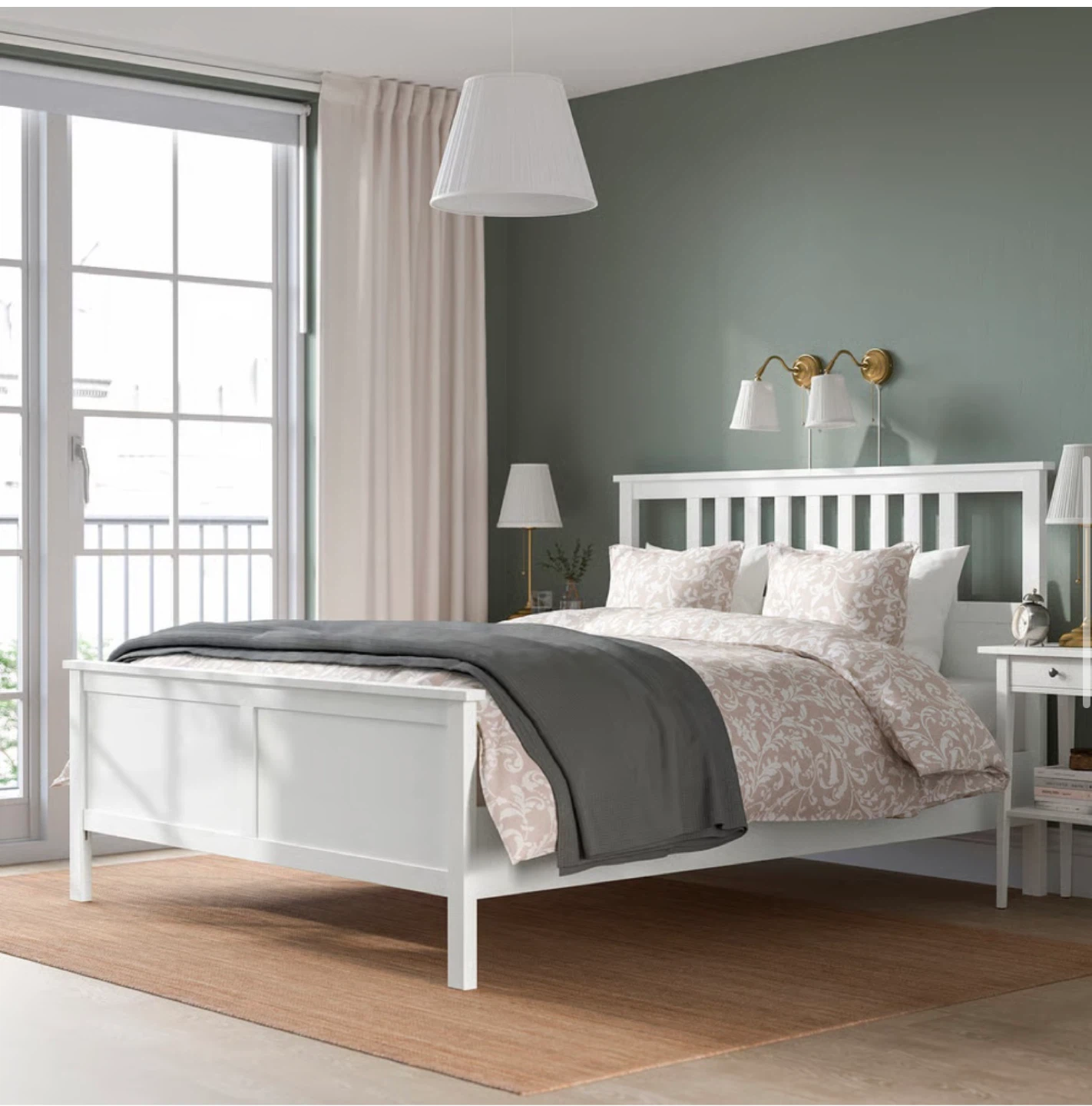 White Wooden Bed Frame - photo 2