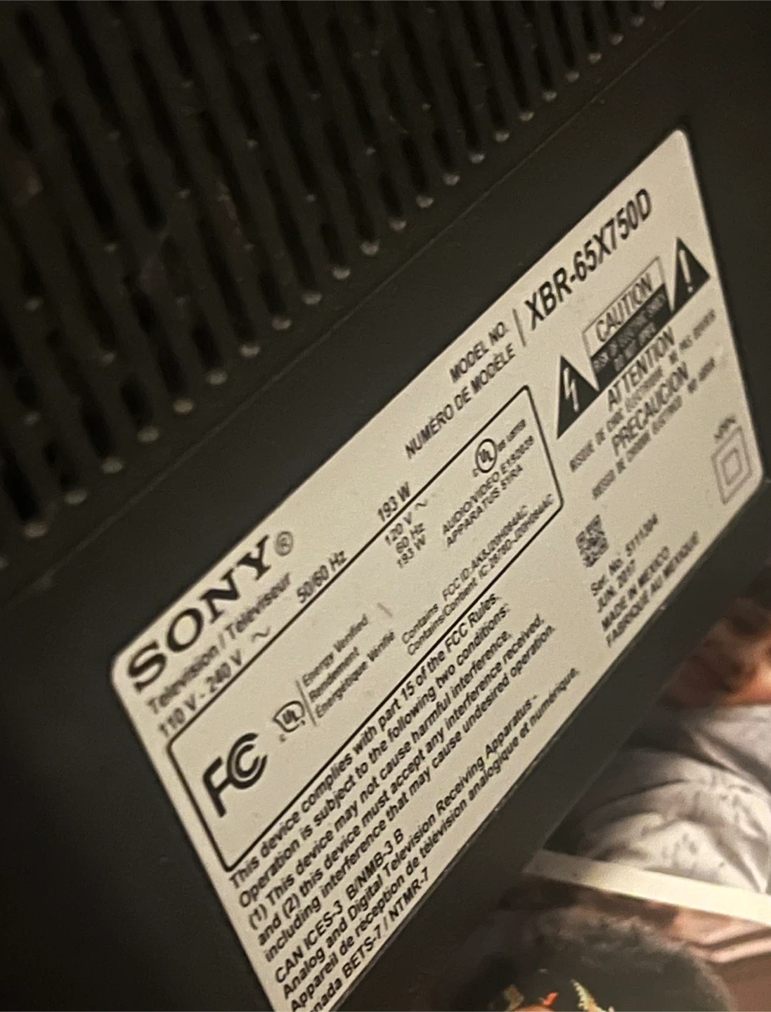 65” TV - Sony XBR-65X750D Television - photo 2