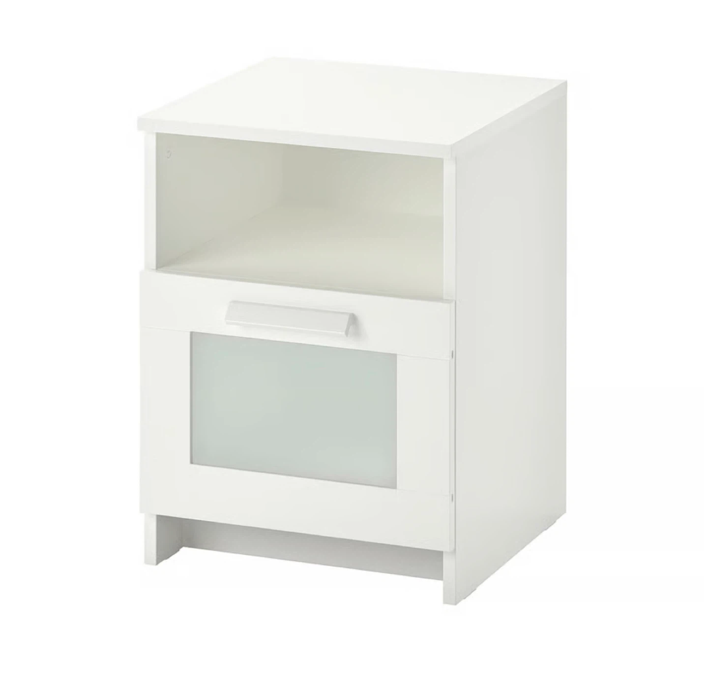 White IKEA Nightstand with Frosted Glass Drawer - photo 4