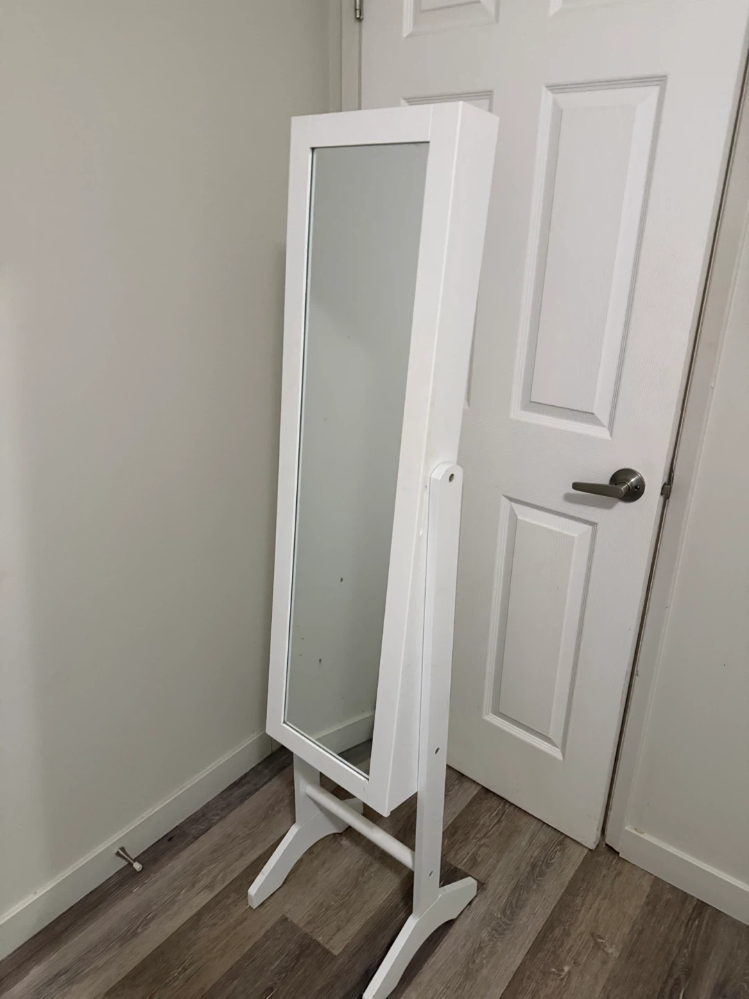 White Standing Jewelry Armoire with Mirror - photo 2