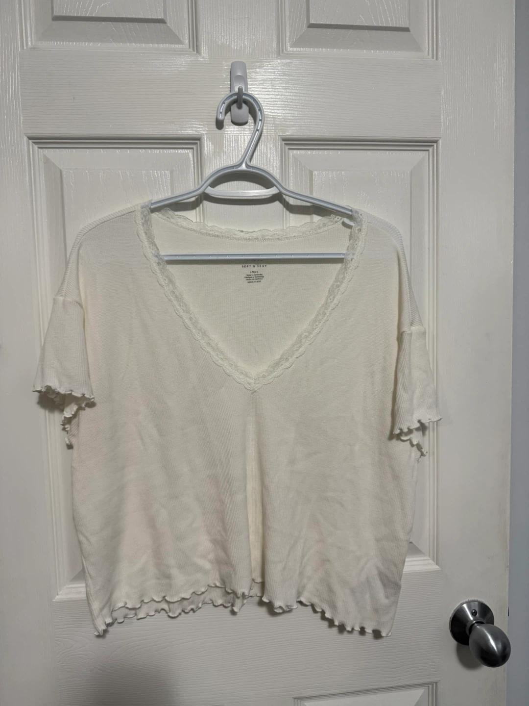 American Eagle Lace Trim V-Neck Top