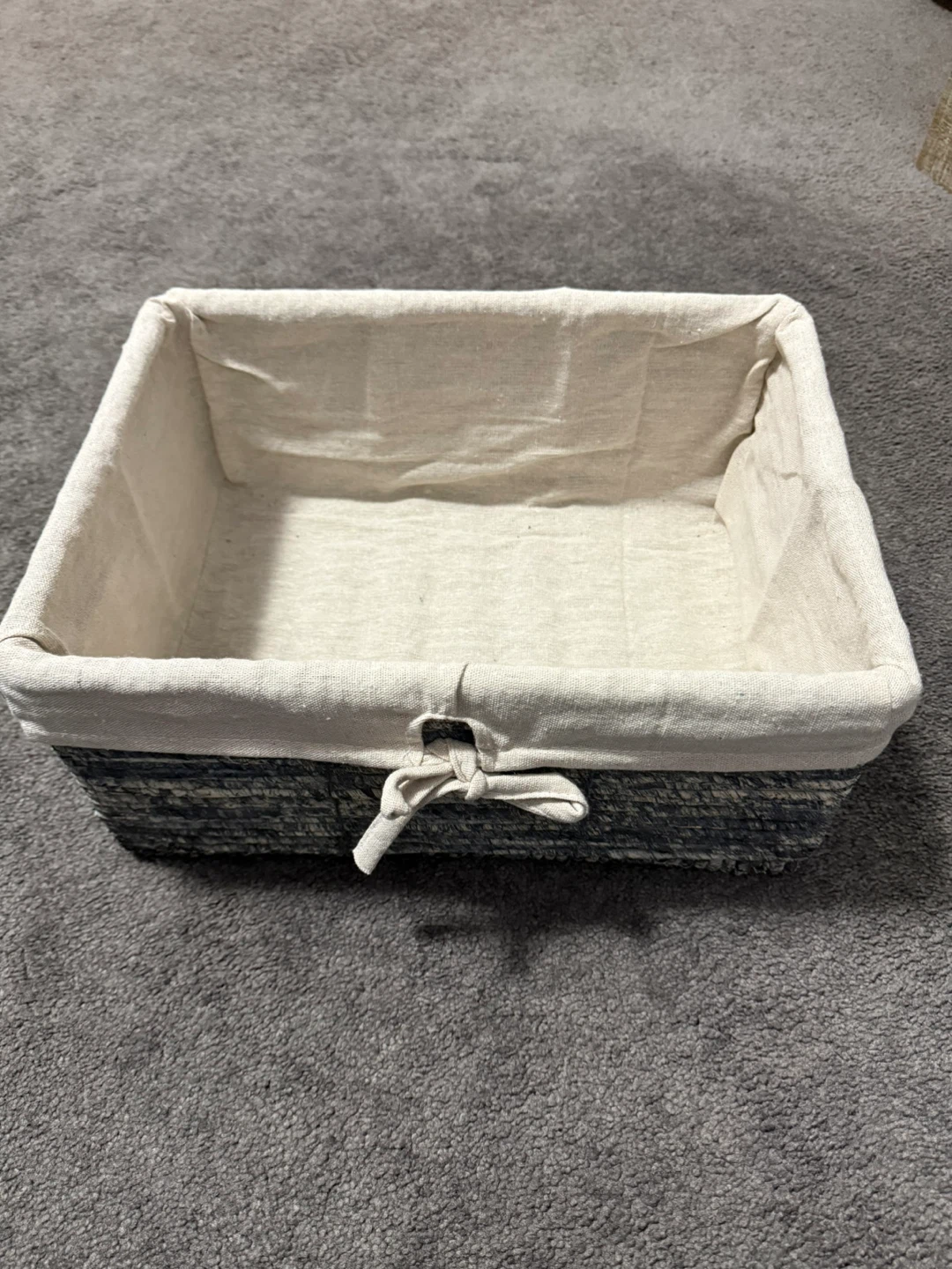 Woven Storage Basket with Linen Liner