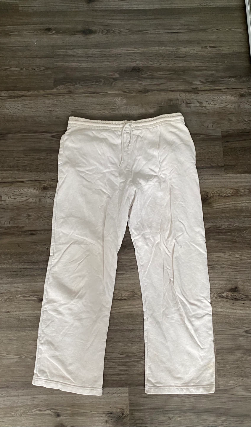 White Straight Leg Sweatpants