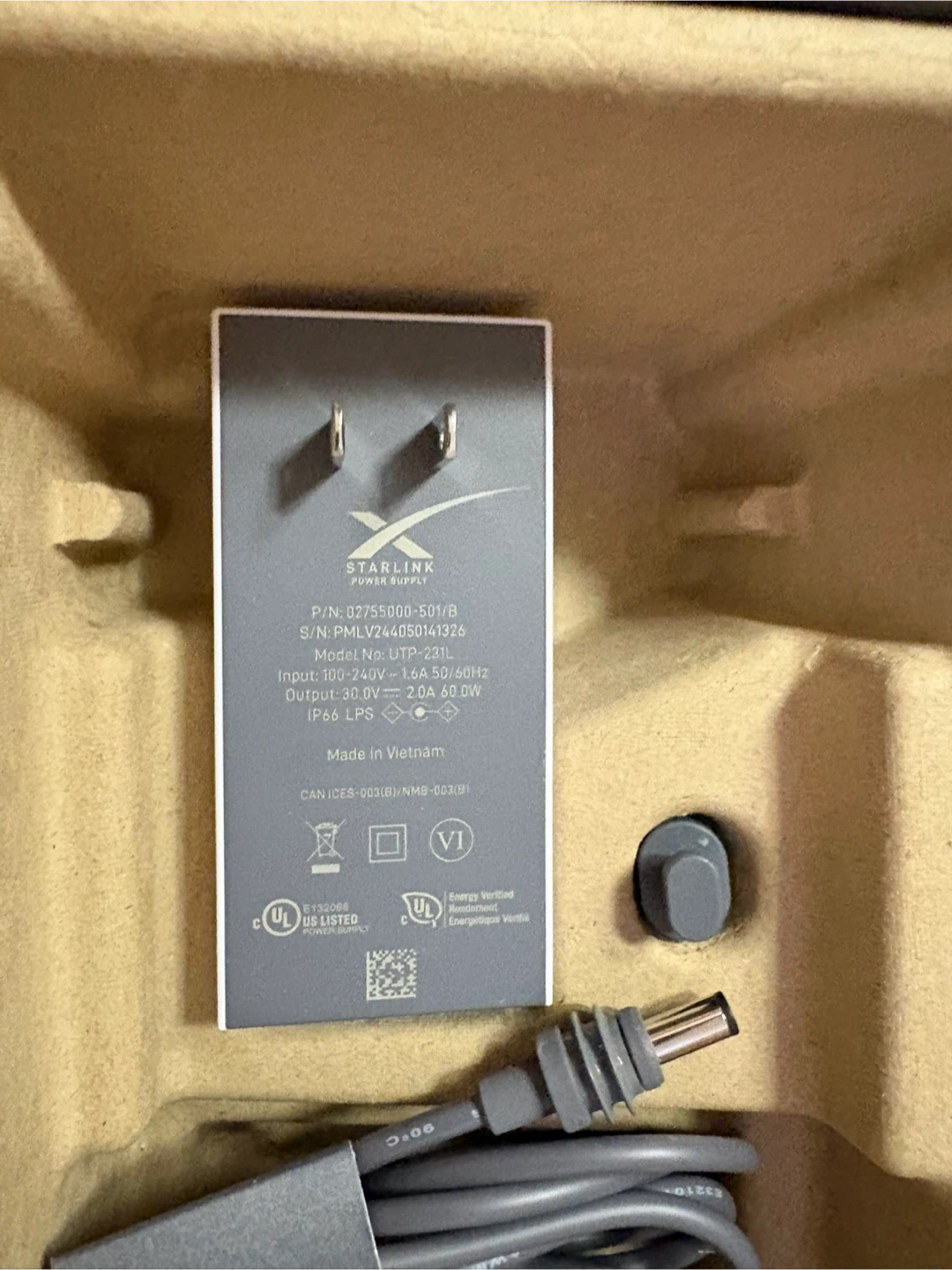 Starlink Router with Power Supply and Cables - photo 2