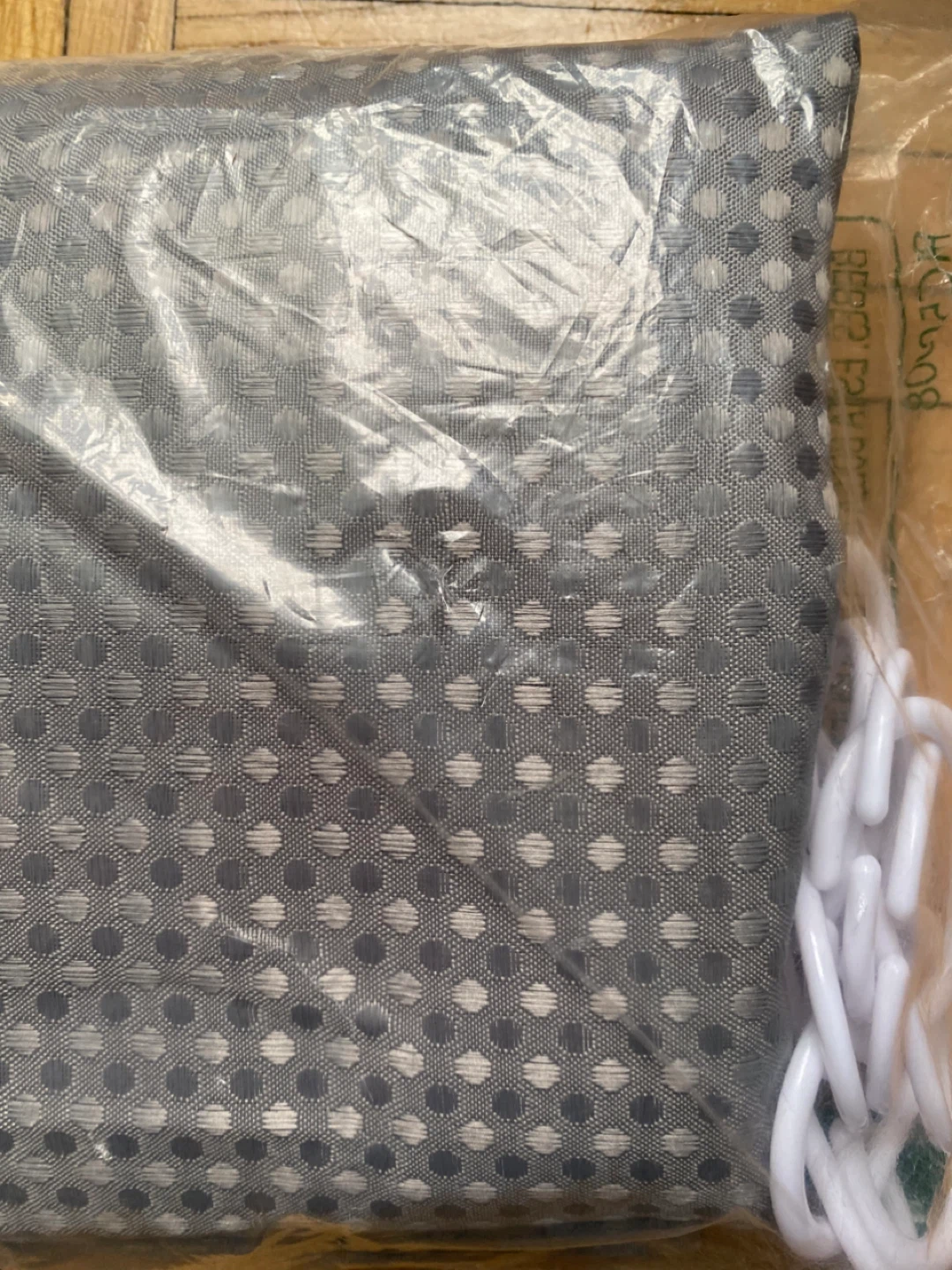 Grey Fabric Shower Curtain with White Rings - photo 2
