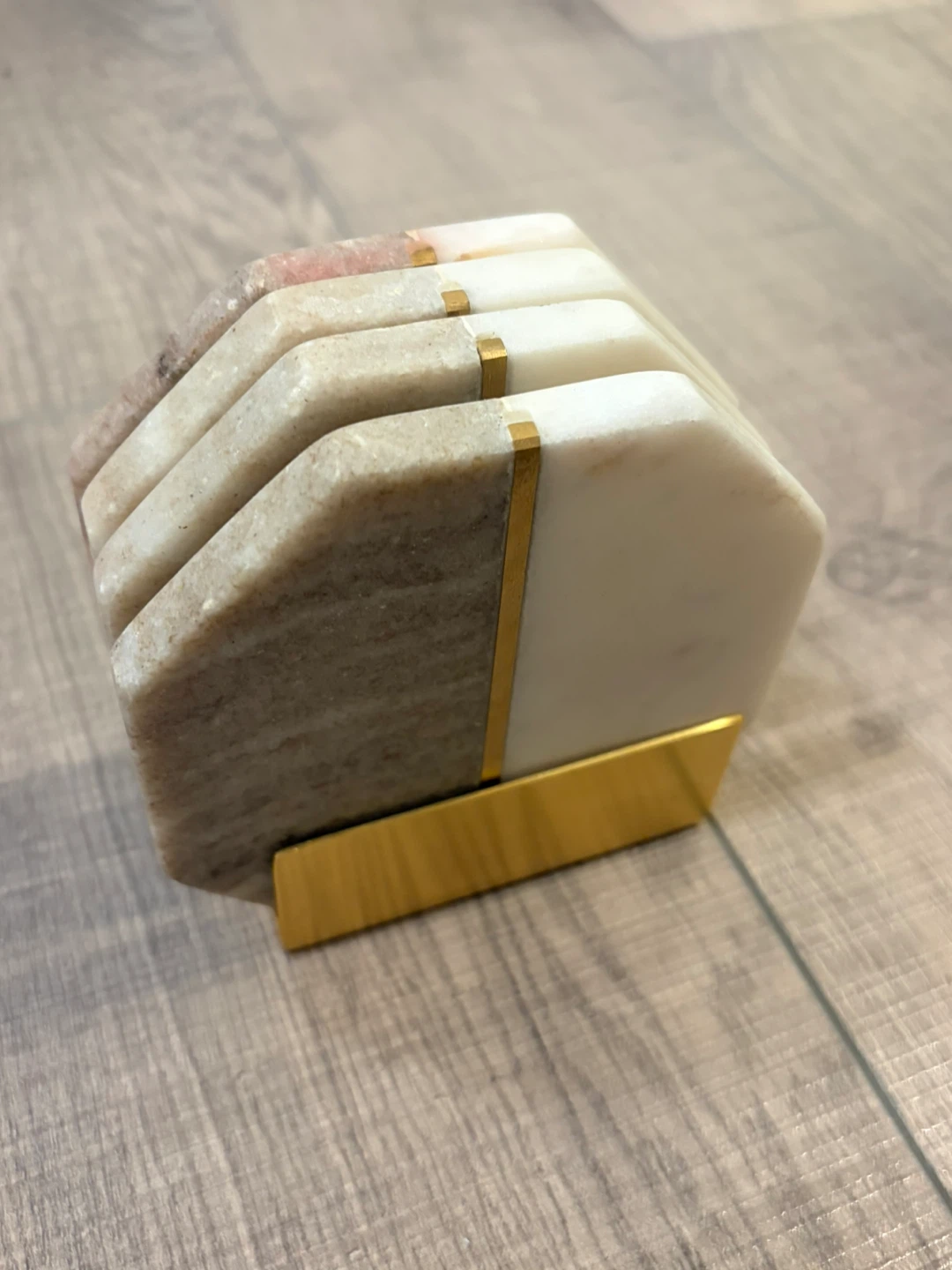 Marble Coasters Set with Gold Holder