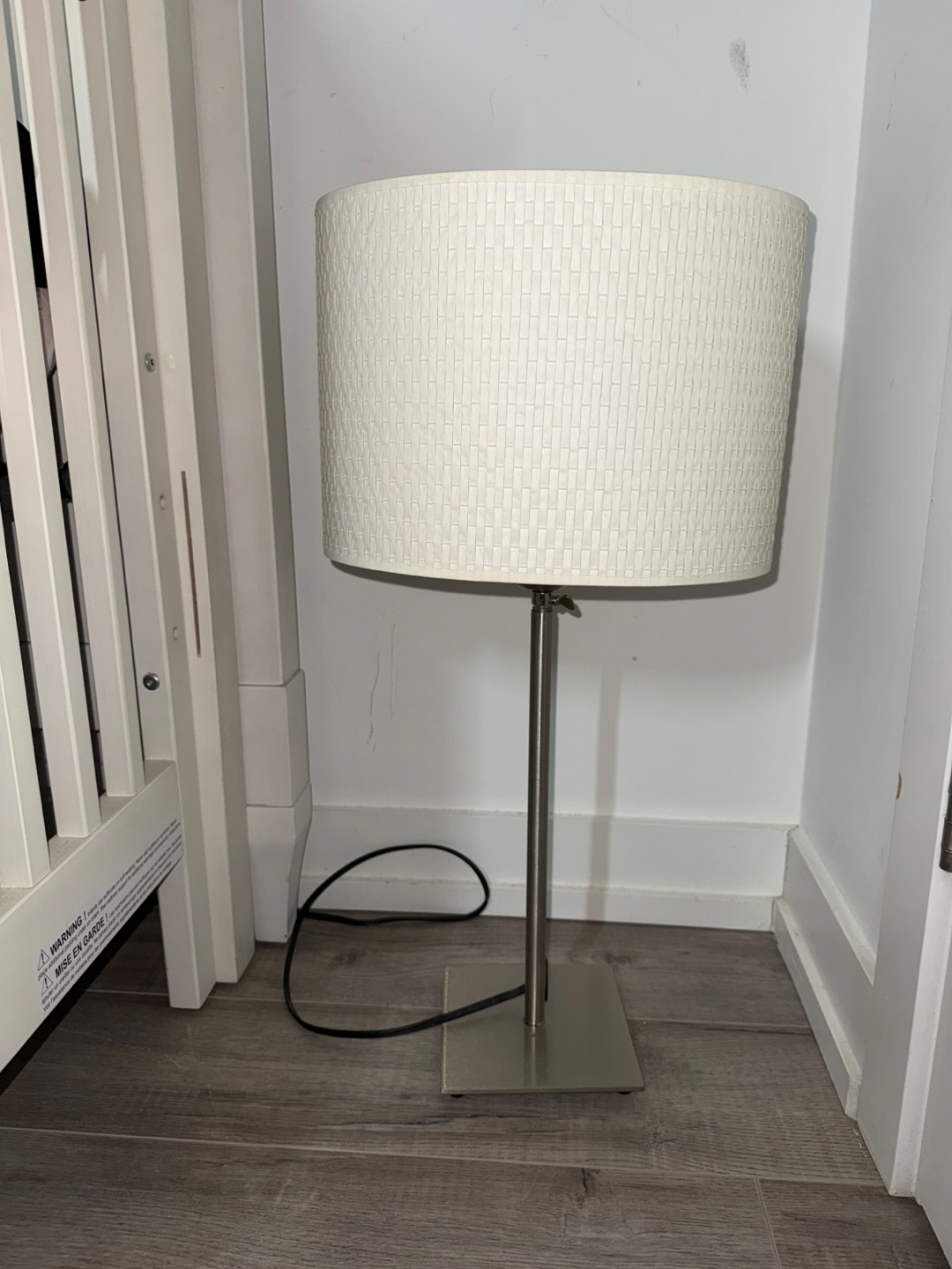 White Textured Drum Shade Table Lamp