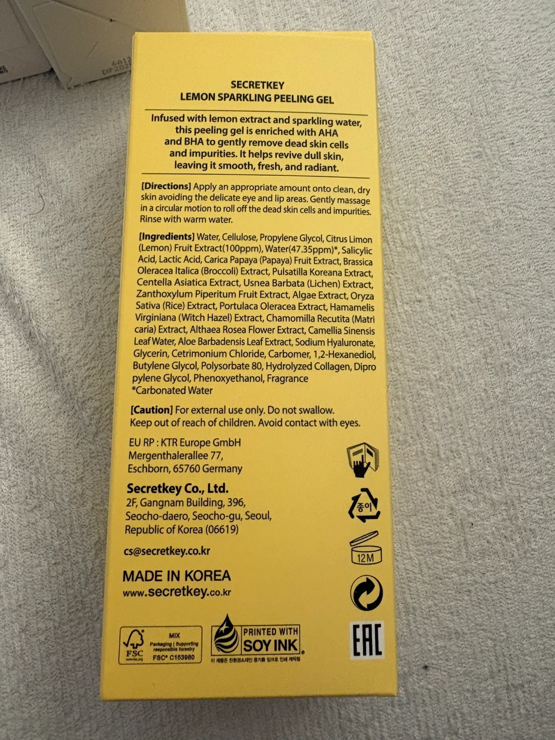 100% Authentic Secret Key Lemon Sparkling Peeling Gel 150 ml - photo 2