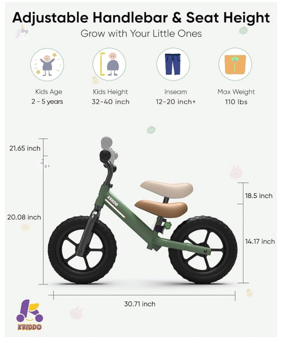 Kids Balance Bike Green - photo 4