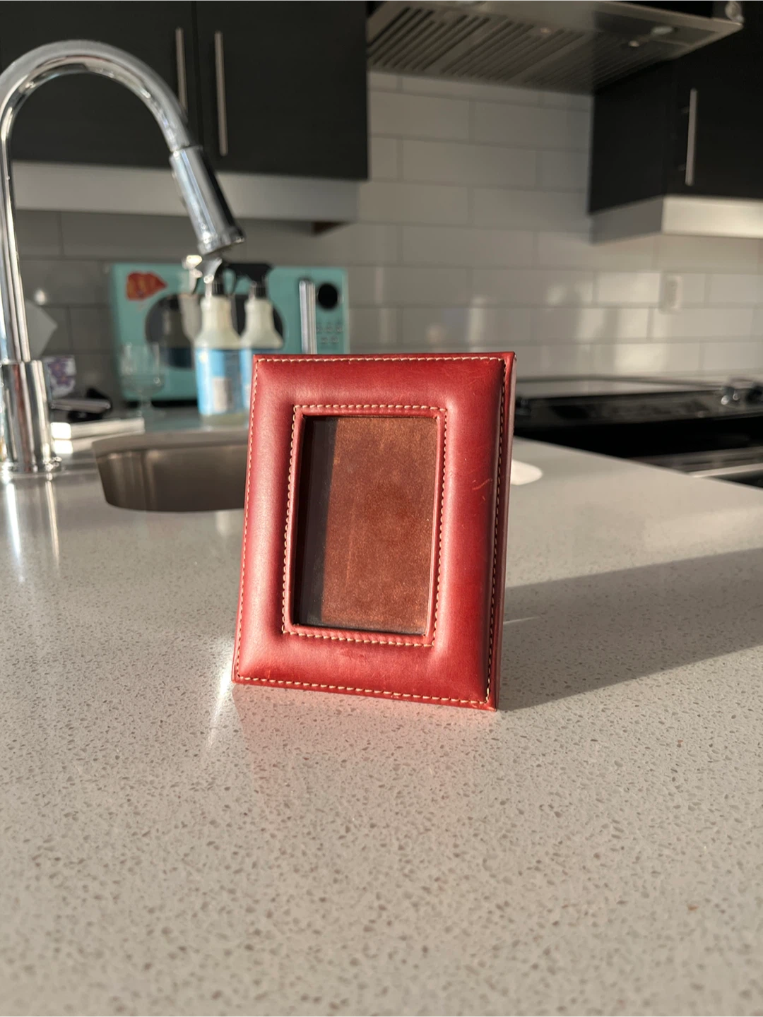 Restoration Hardware Cognac Leather Photo Frame