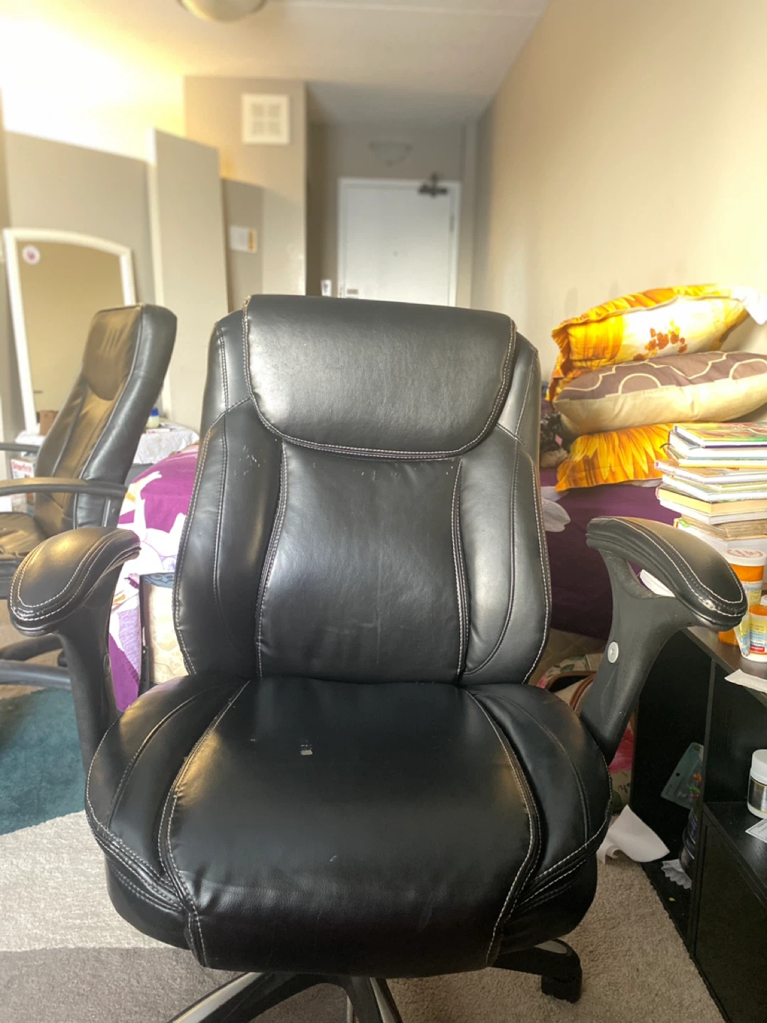 Black Faux Leather Office Chair
