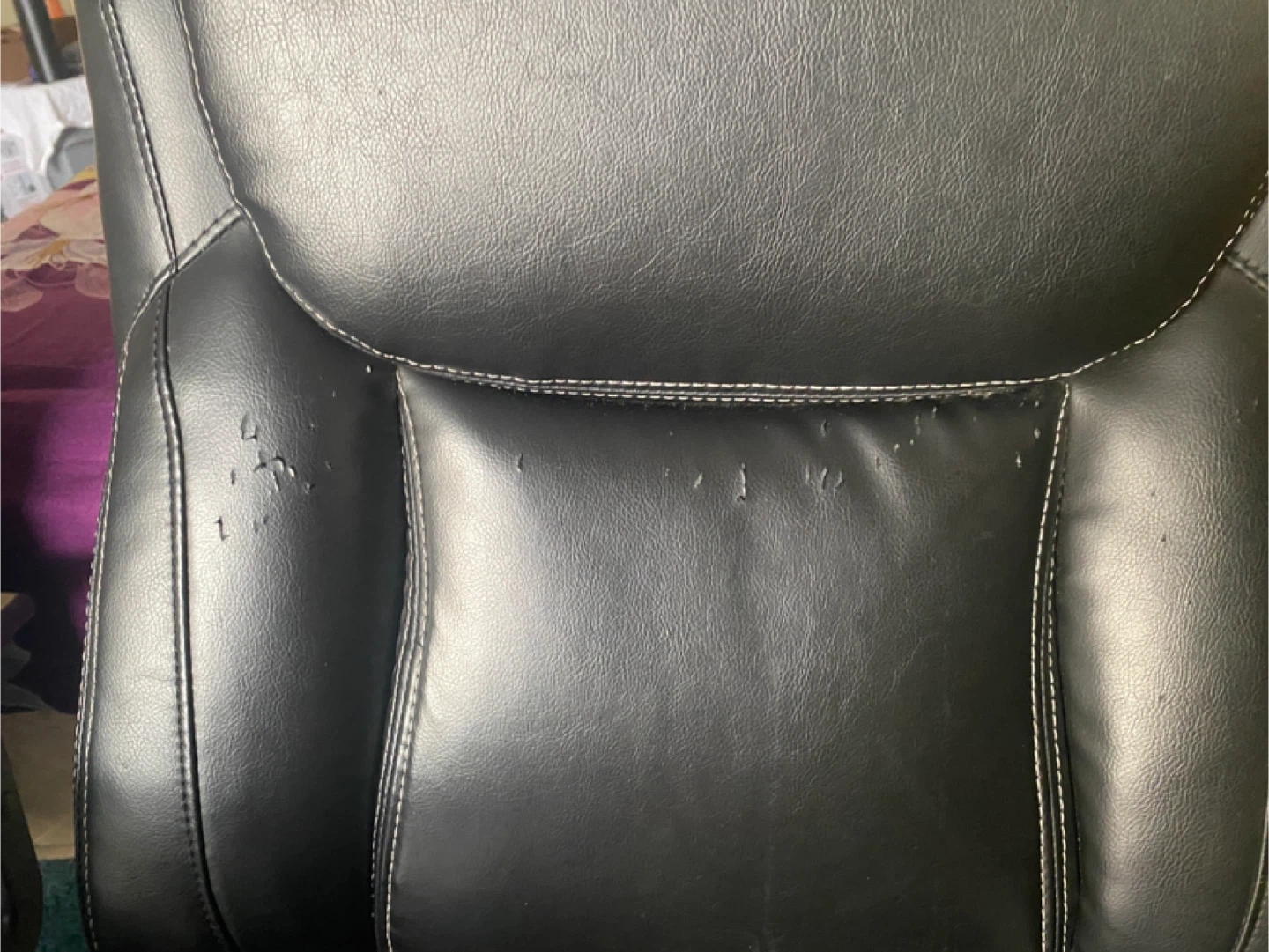 Black Faux Leather Office Chair - photo 2