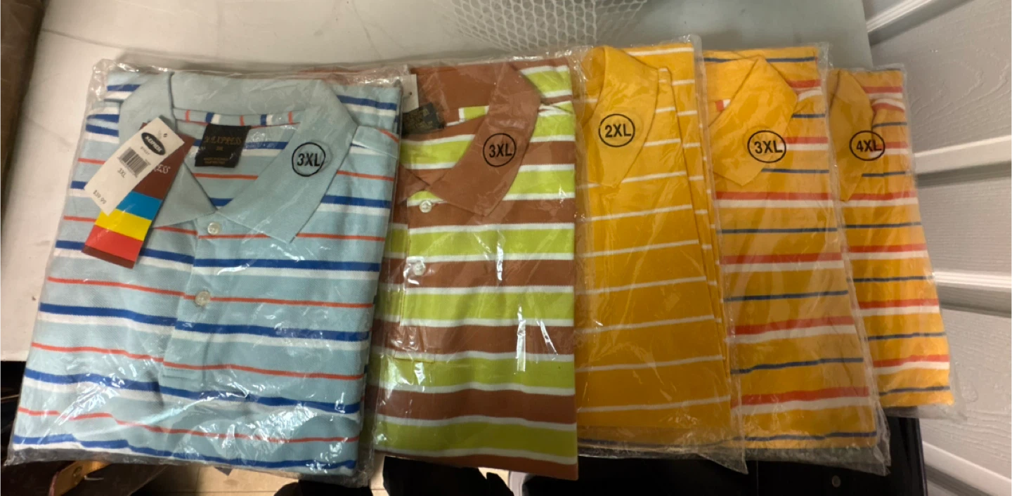2x-3x-4x Men's Striped Polo Shirts (Various Sizes) - photo 2