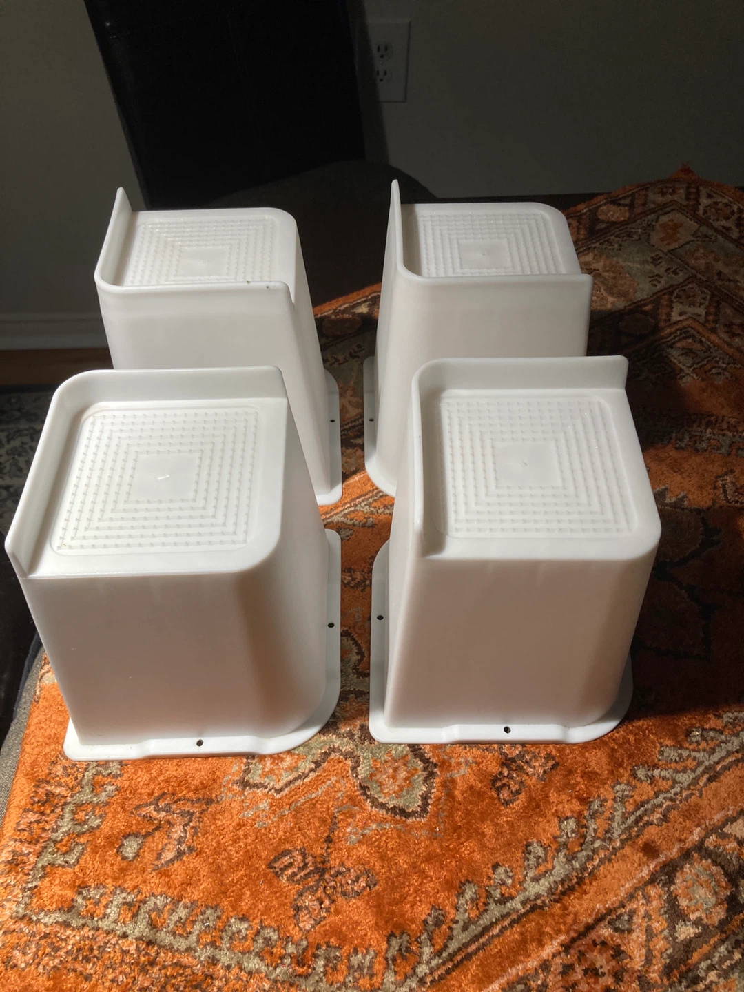 Set of 4 White Appliance Risers