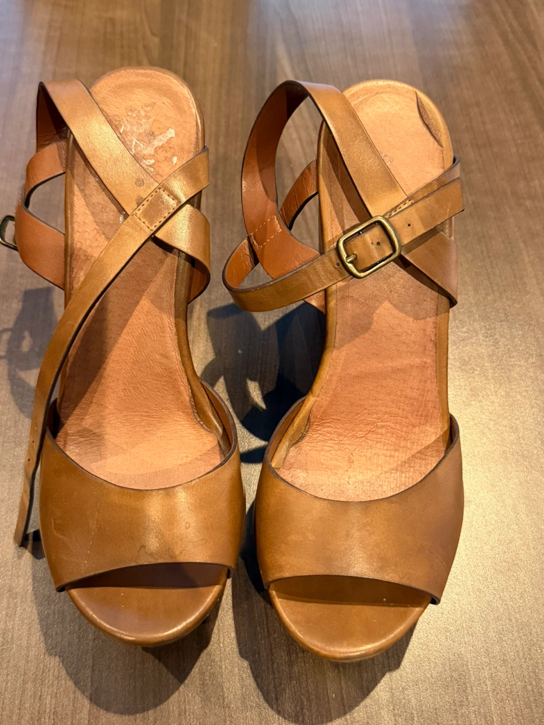 Aldo Tan Leather Wedge Sandals