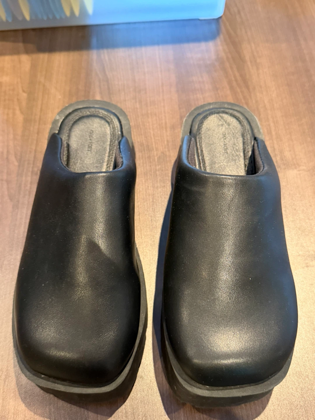 OAK + FORT Black Leather Mules Size 7.5