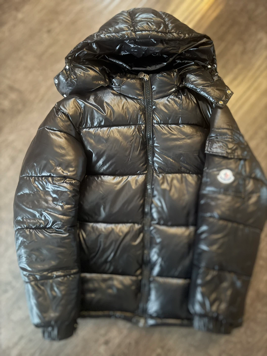 Moncler Black Down Puffer Jacket with Hood