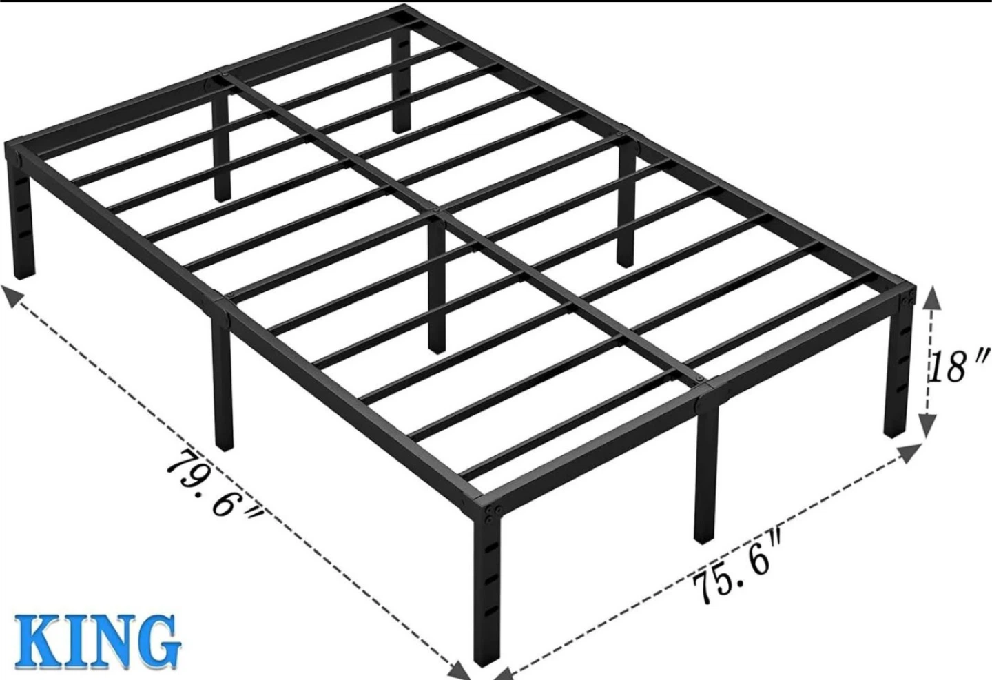 King Size Metal Bed Frame Platform Mattress Foundation