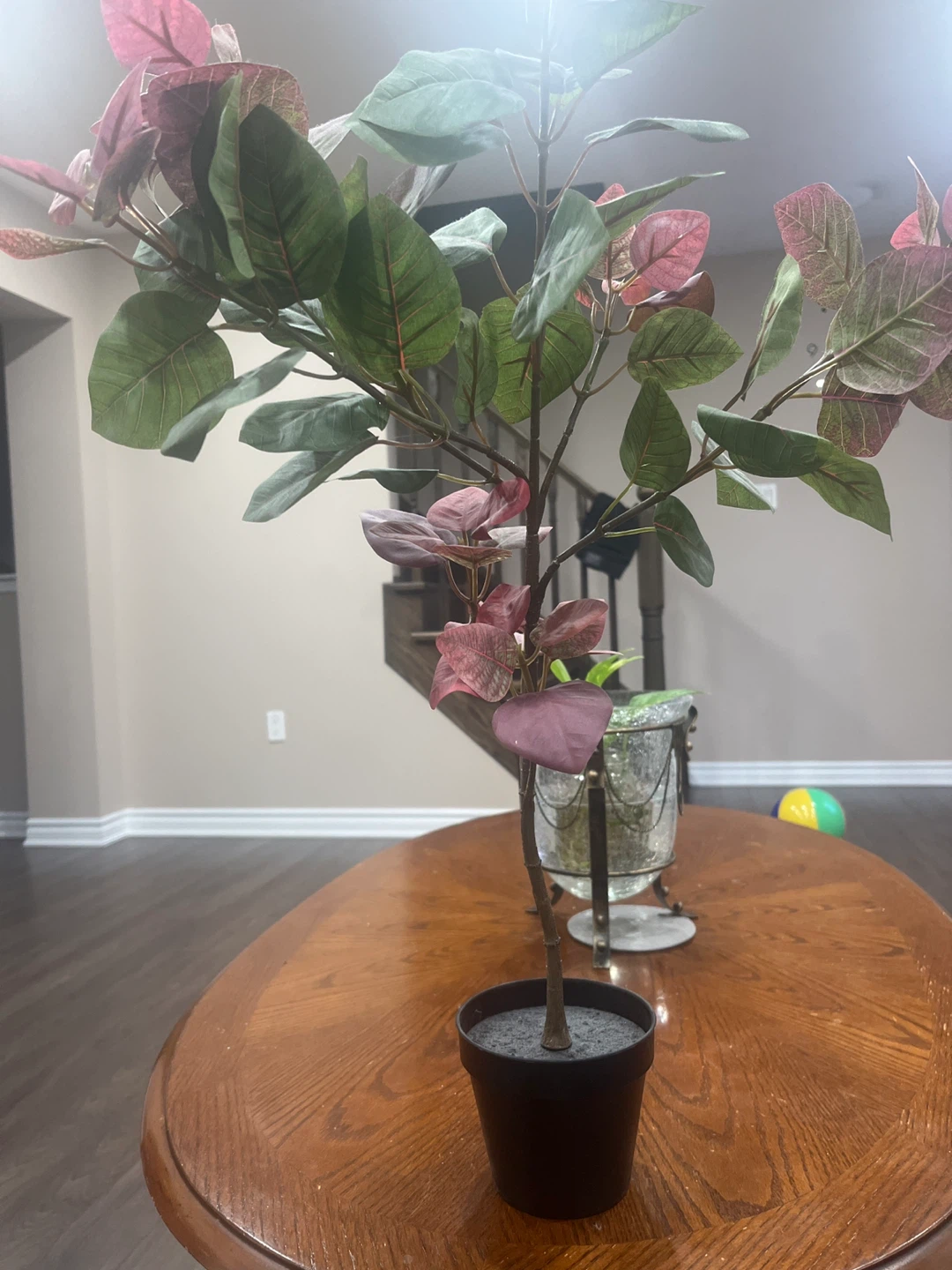 Artificial Plant with Pink and Green Leaves