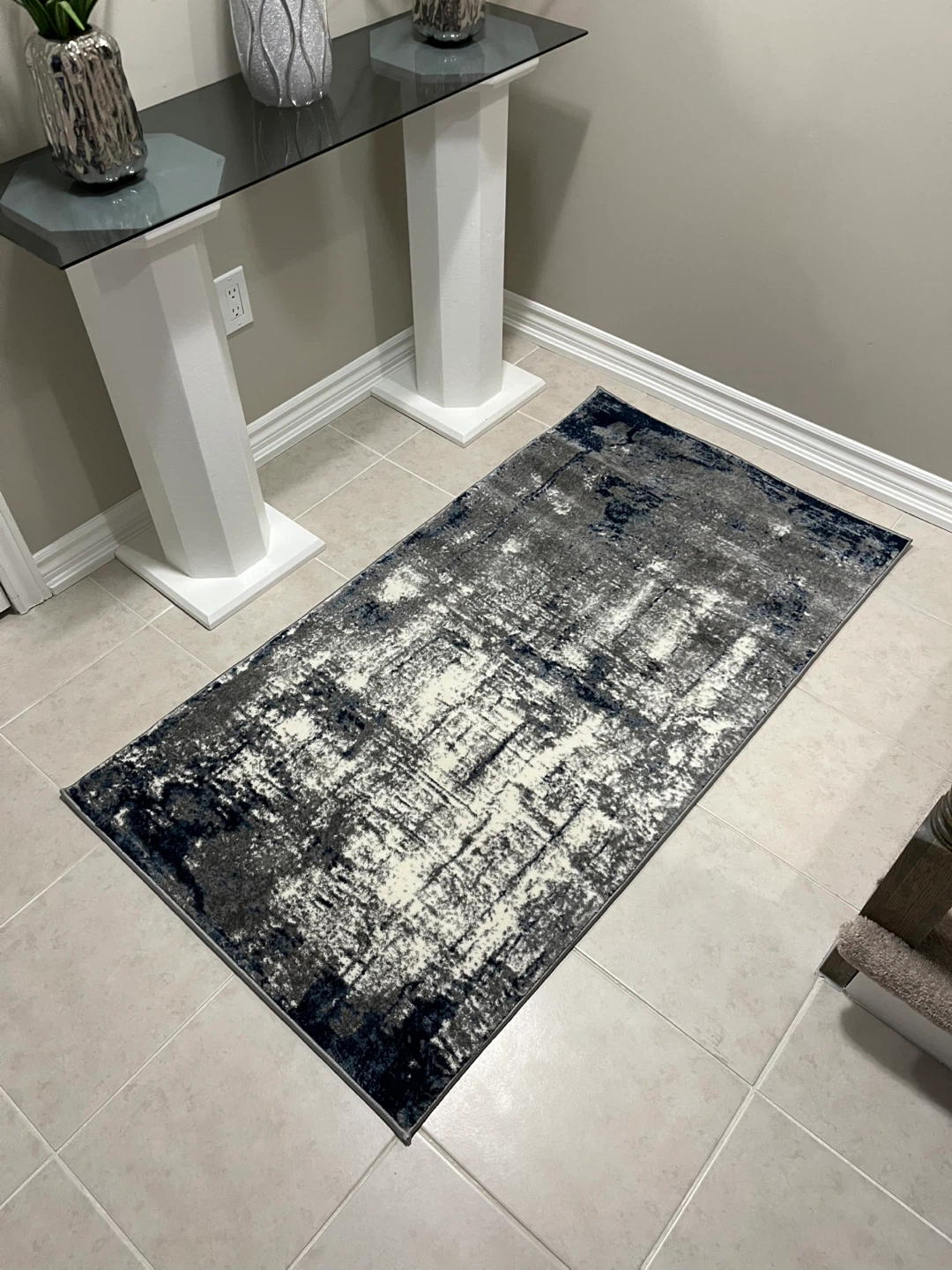 Brand New Grey & Navy Area Rug