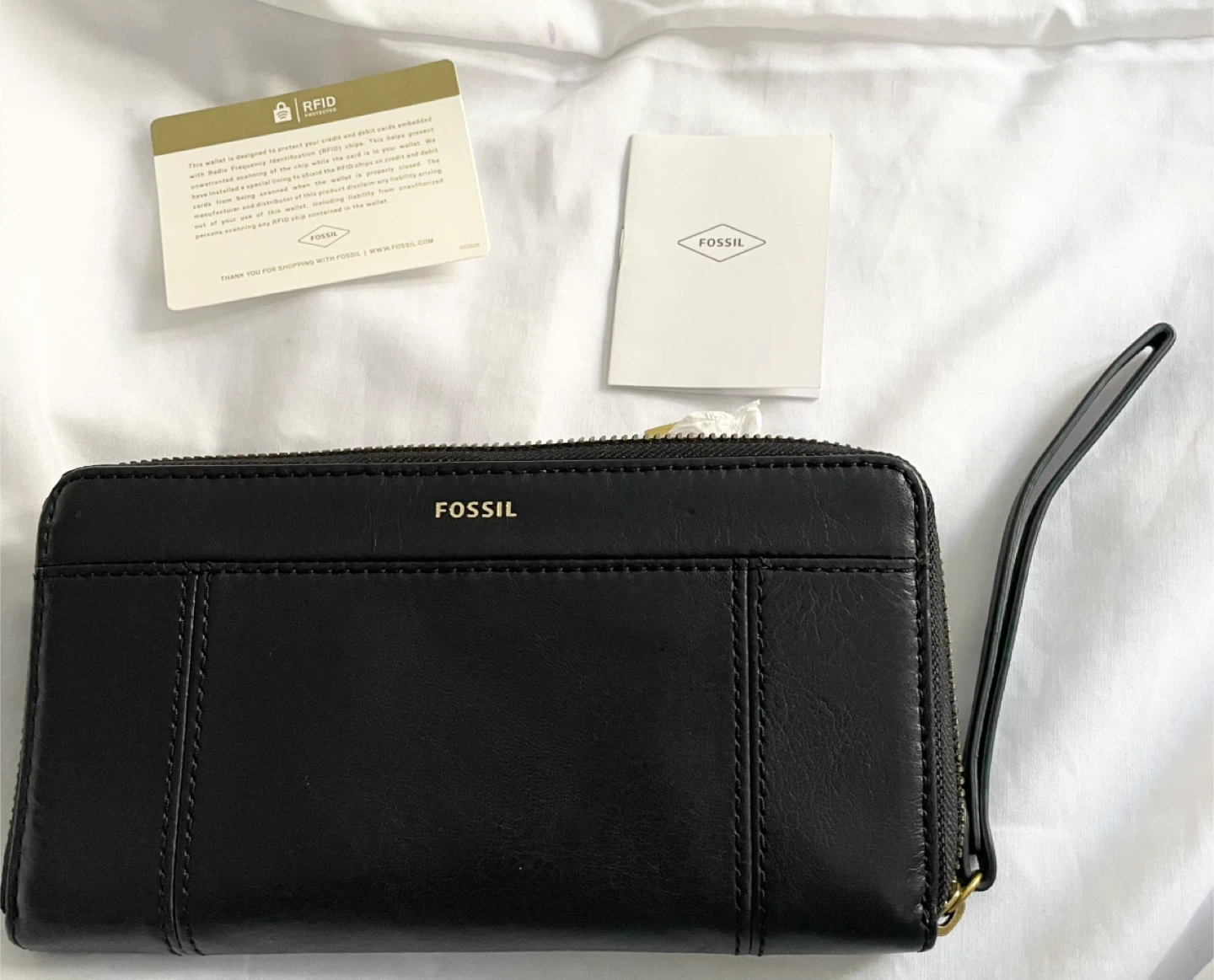 Jori Fossil Black Leather RFID Zip Around Wallet/clutch - photo 3