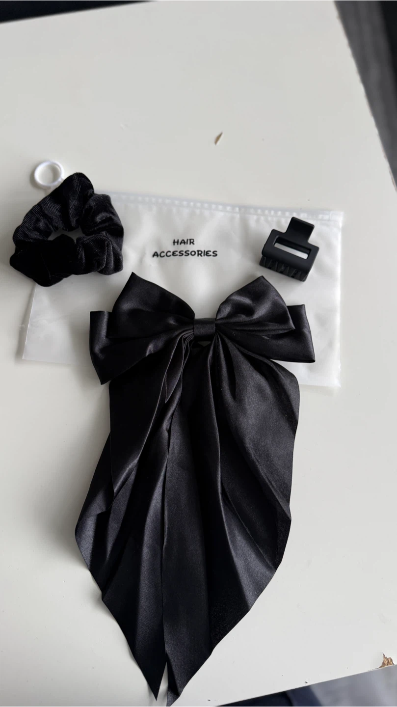 Black Satin Hair Accessories Set - photo 2