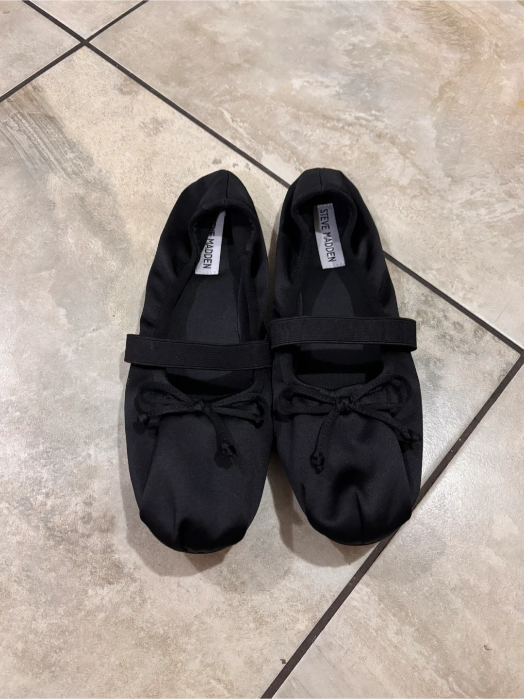 Steve Madden Sheer Black Fabric Ballet Flats