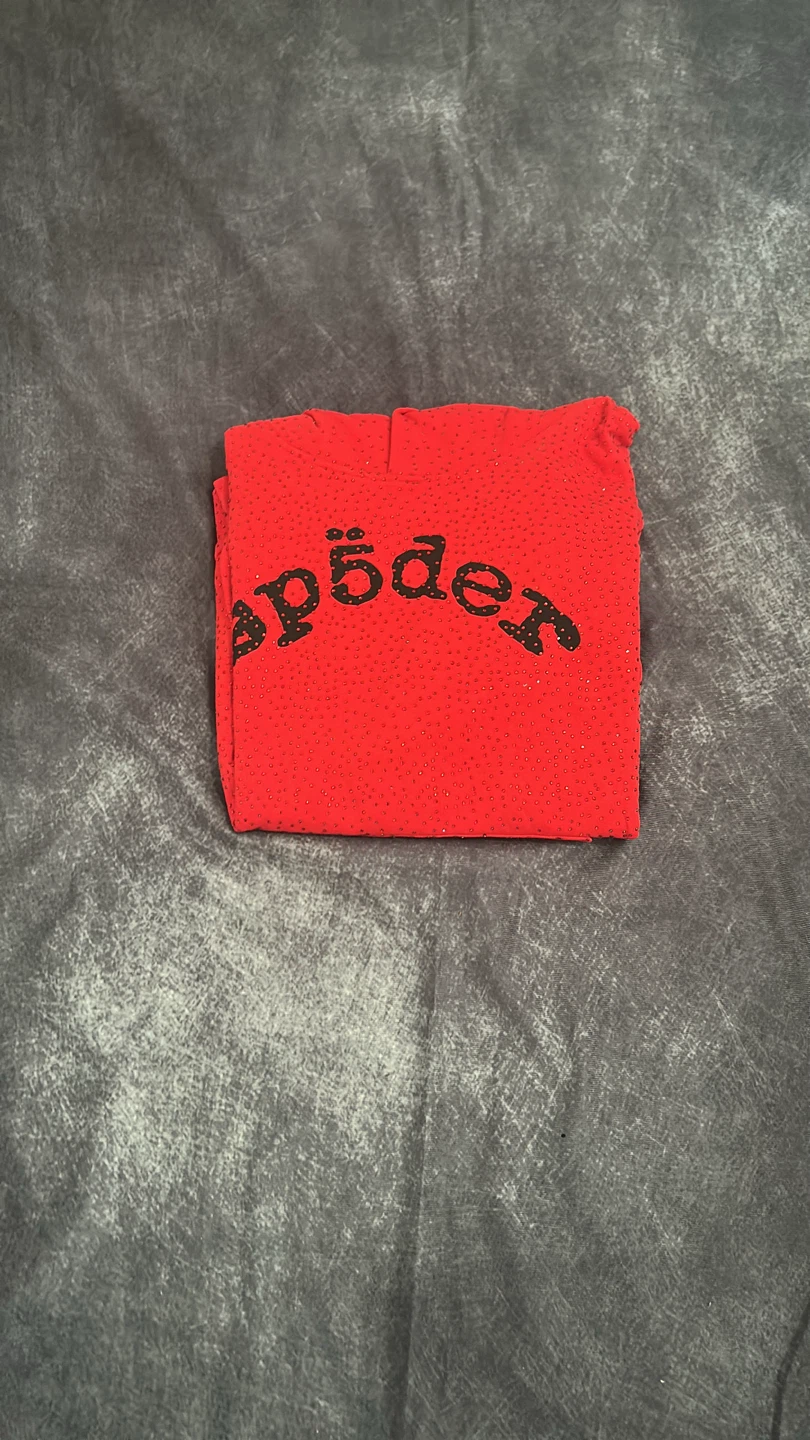SP5DER Red Hoodie with Rhinestone Logo - photo 2