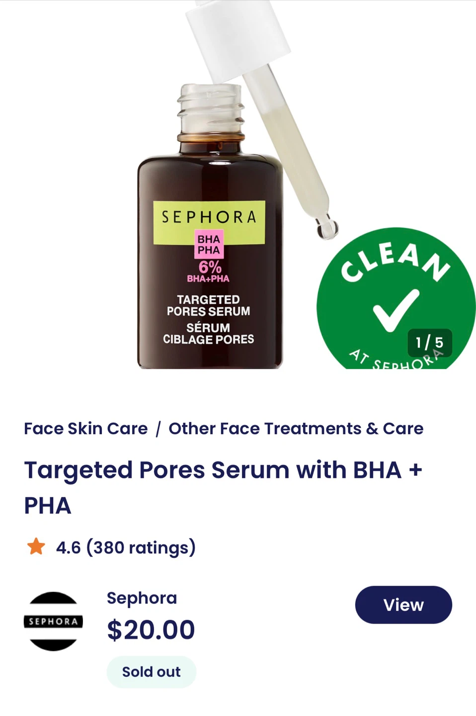 Sephora Targeted Pores Serum with BHA + PHA