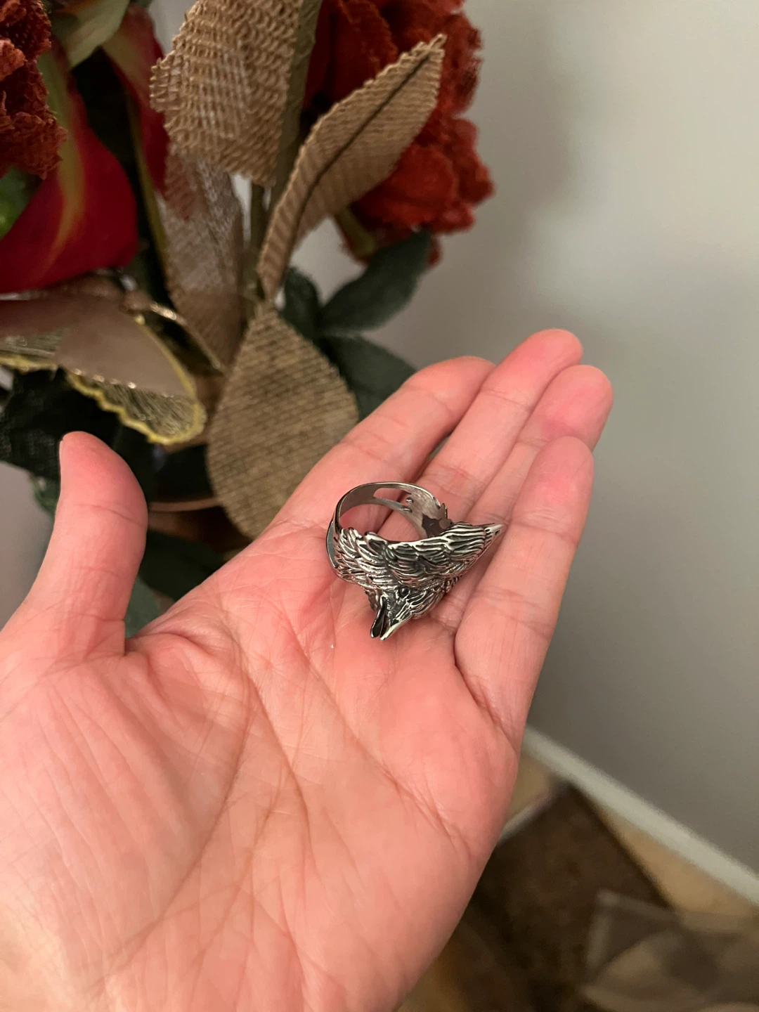 Silver plated Raven Bird Ring. Size 11 - photo 2