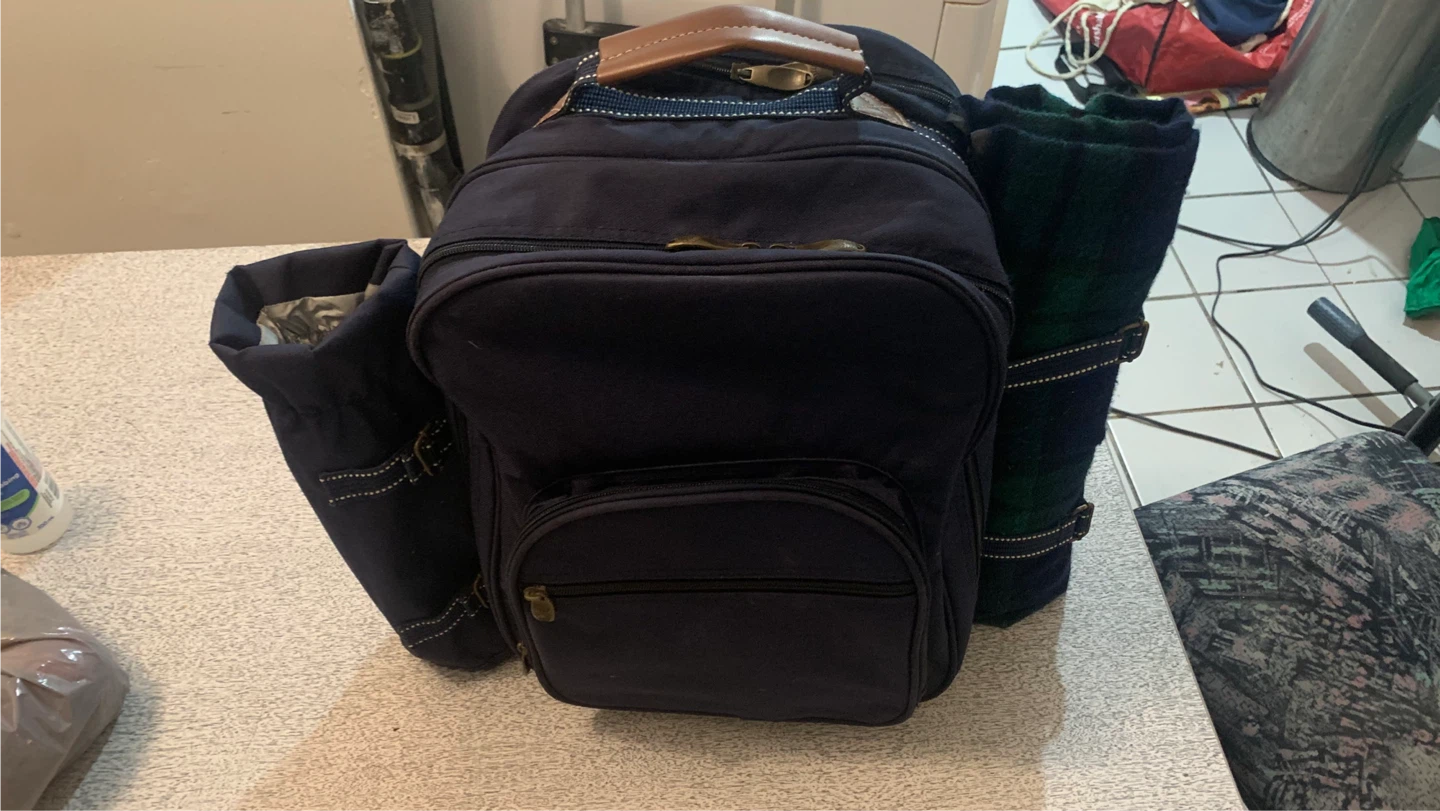 Navy Blue Picnic Backpack with Blanket - photo 2